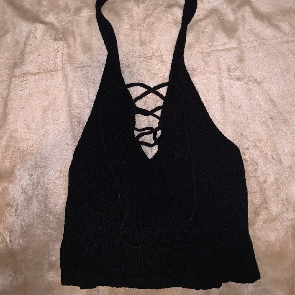 Black halter crop top
